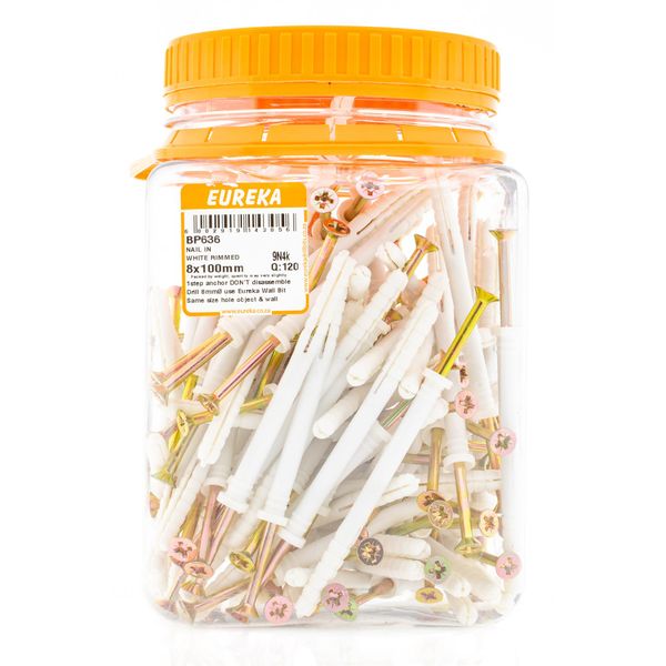 EUREKA Nail-In Anchor White Rimmed 8 x 100mm Q:120 BP636