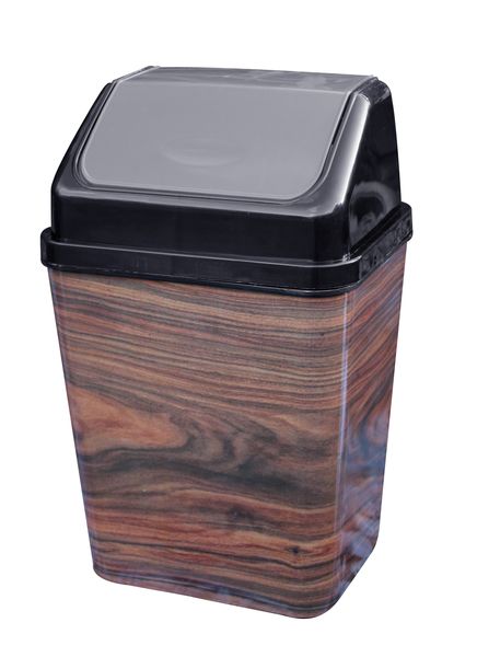 nuware Flip Top Bin Wood Grain Finish - 4Lt