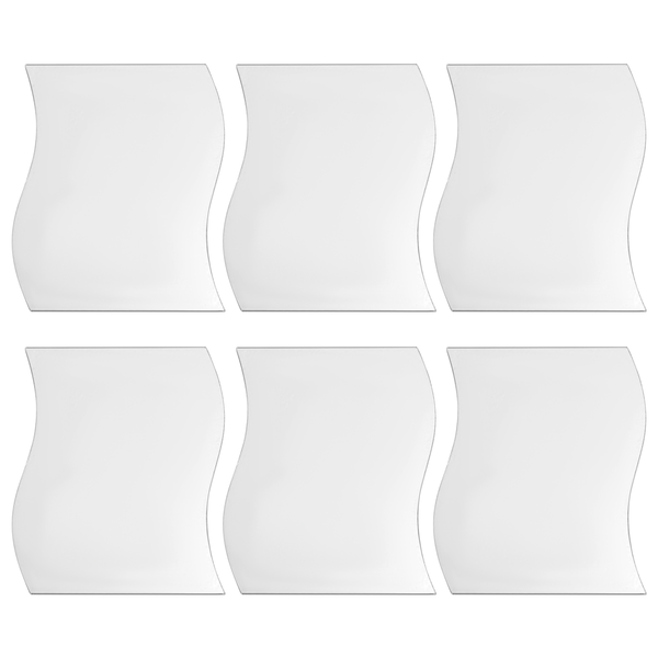Mirror wall Wall style square sticker with pattern of silver waves 6Pieces
