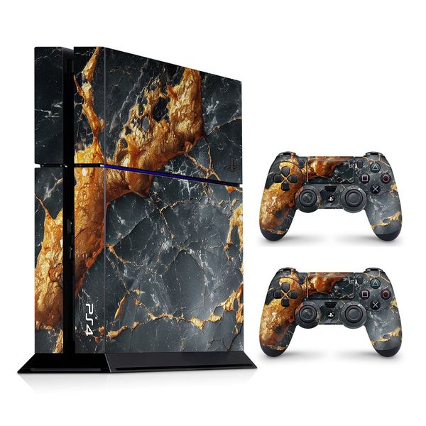 Decal Skin Compatible with PS4 - Carbon Stone Gold (Decal Only)