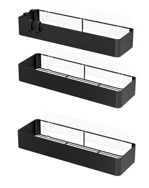 Self-Adhesive Shower Caddy Set - 3 Pack - Black