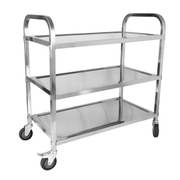 3 Tier Stainless Steel Rolling Utility Serving Cart with Wheels - Silver