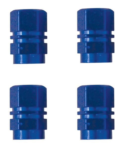 Aluminium Tyre Valve Cap Set - Blue