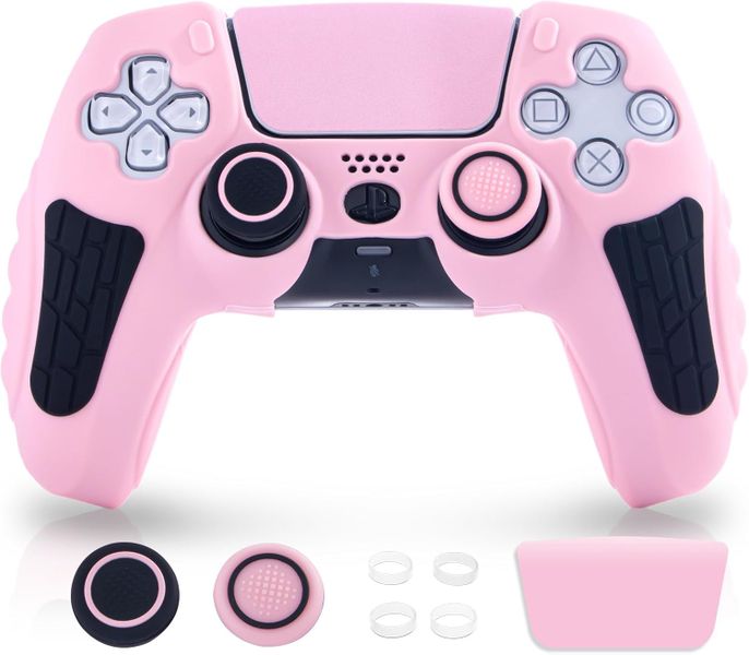 PS5 Controller Silicone Case - Soft Anti-Slip Protective Grip Cover,Pink