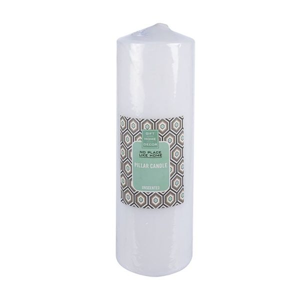 Bulk Pack x 2 Candle Pillar Round White 20x7cm Unscented