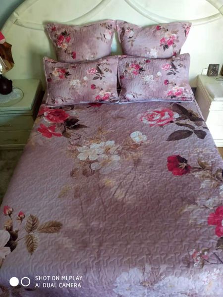 5 Piece Quilt Set Pink Bedspread Set image
