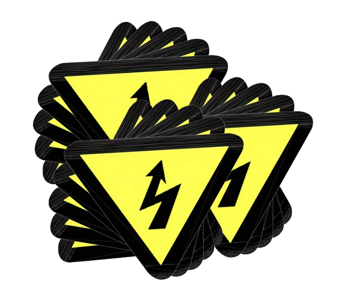 Decor Self Adhesive Shock Hazard Safety Warning Signs - 2.5cm - 100 Pieces