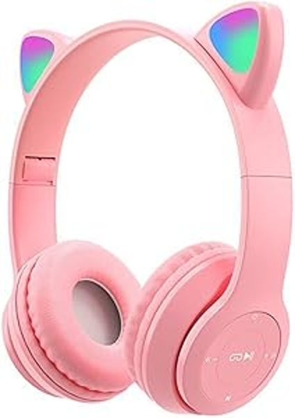 JJ KittyBeat RGB Wireless Headphones , GlowWave Cat Ear Bluetooth Headset