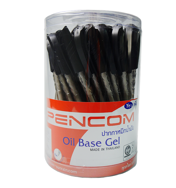 Pencom - OG39 Oil Gel 0.5mm Black Pen with Cap Drum of 50