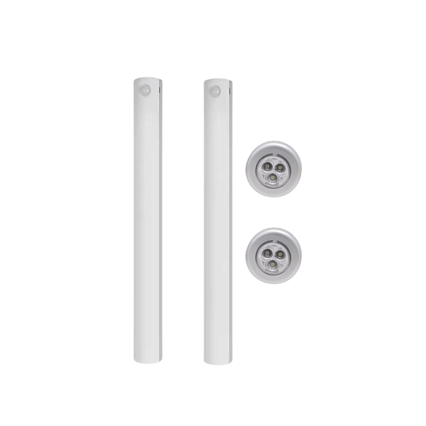 2 LED Cabinet Lights Motion Sensor With 2 Cordless LED Round Touch Lights