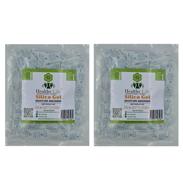 Healthy Life Desiccant Silica Gel -Food Grade- 1g Sachets - 100 x 2 Packs