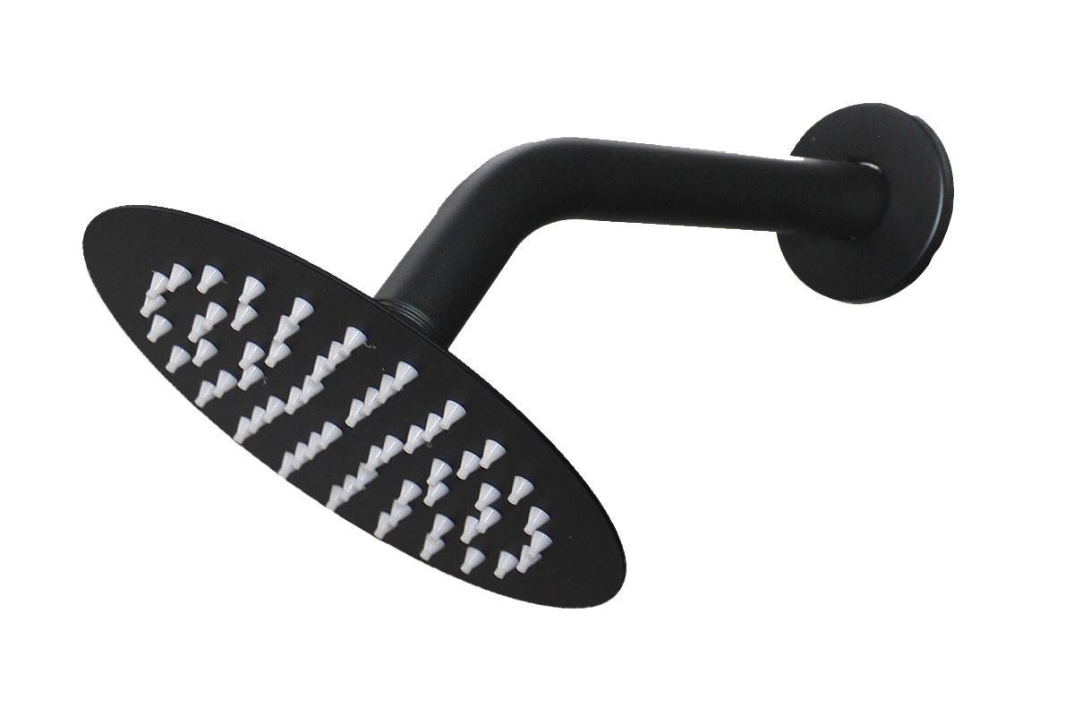 LMA Stainless Steel 15cm Round Shower Head & 45 Bend 16cm Shower Arm Set