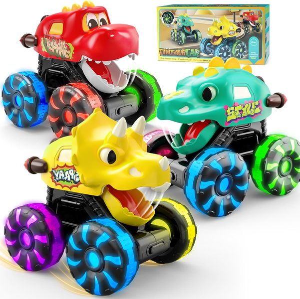 Press &amp; Go Dinosaur Monster Truck Toys for Kids - 3 Pack