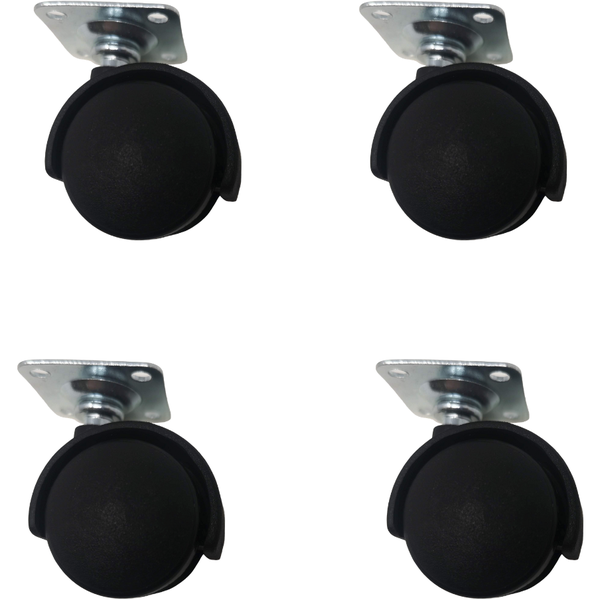 Decor Handles - 32mm Twin Castor Wheel on Plate - Pack of 4