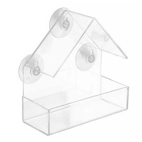 Acrylic Bird Feeder Clear Window Bird Feeder for Wild Small Birds Image