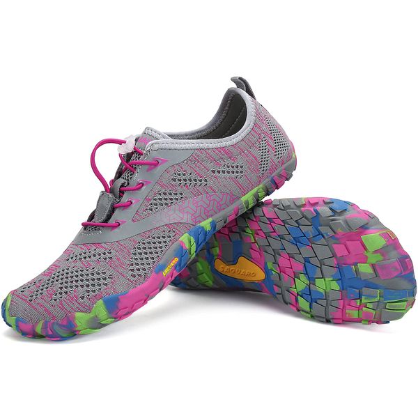 SAGUARO Barefoot STIL 1 Grey &amp; Pink - Flexible Lightweight Barefoot Shoe
