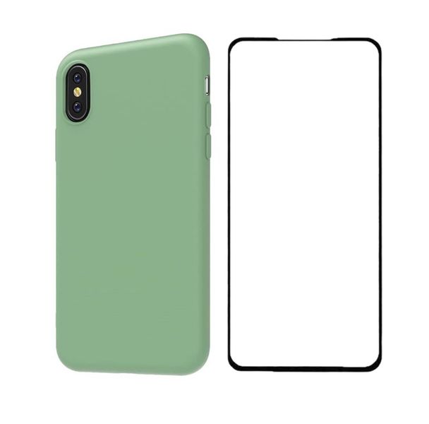 Silicone Phone Case &amp; Screen Protector Combo For Iphone X &amp; XS-Matcha Green