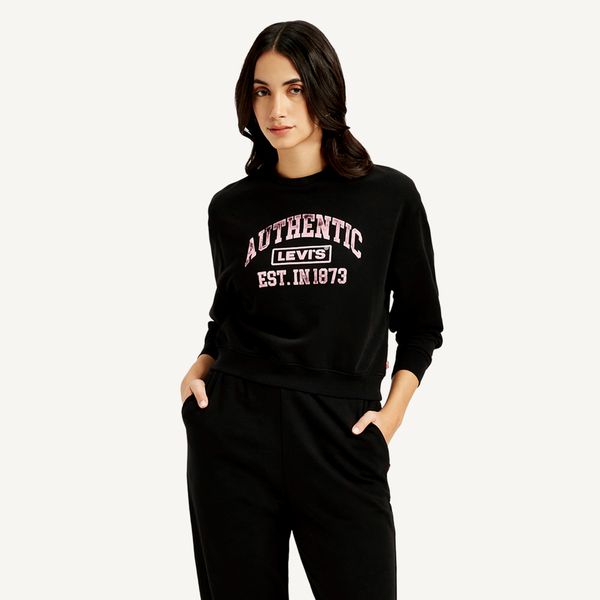 Levi's Women's Drop Shoulder Graphic Crew Sweatshirt Black