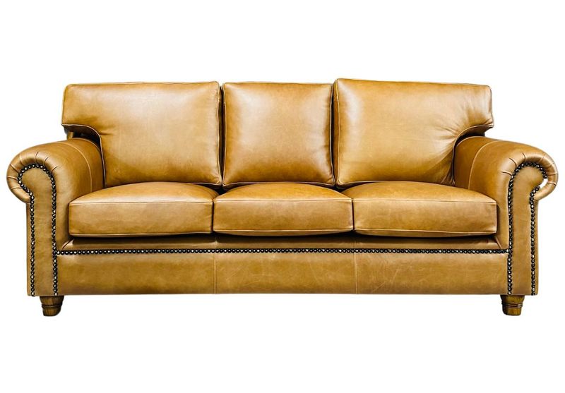 Wakefield Genuine Leather Ginger Tan Three Sofa