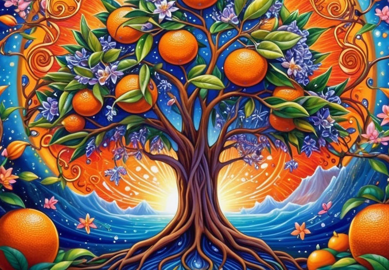 Canvas Wall Art Home Decor - Orange Tree