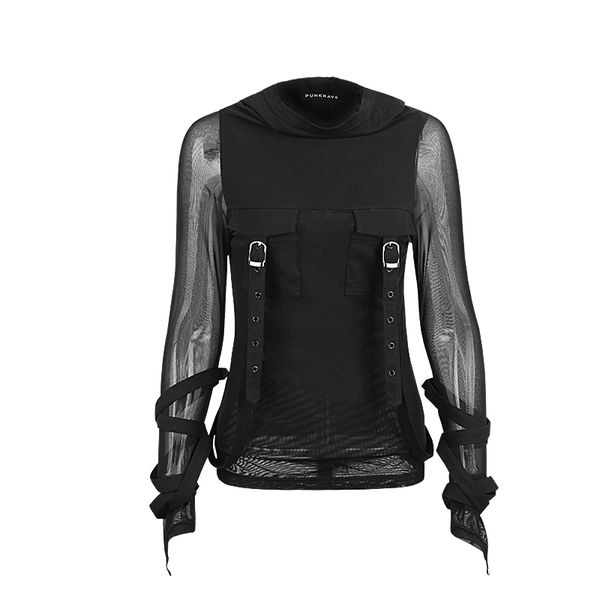 PUNK RAVE - Dark Fashion T-Shirt with Big Hood