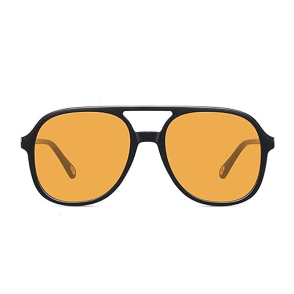 Maple Aviator - Stylish Black Frame w' Gold Trim &amp; Classic Orange Lens