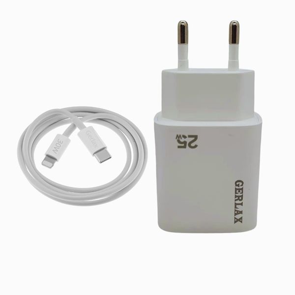 Gerlax 25W Mobile Charger Adapter with Type-C to Lightning Cable
