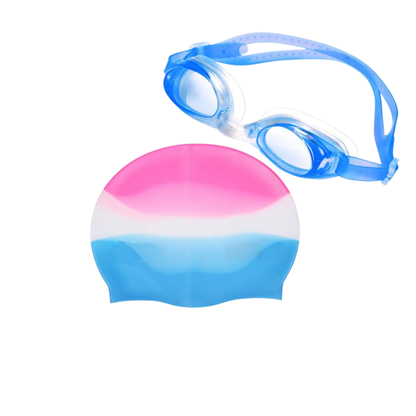 Swim Cap and Swim Goggles Kids Set - For Toddler Kids Girls Boys Youth