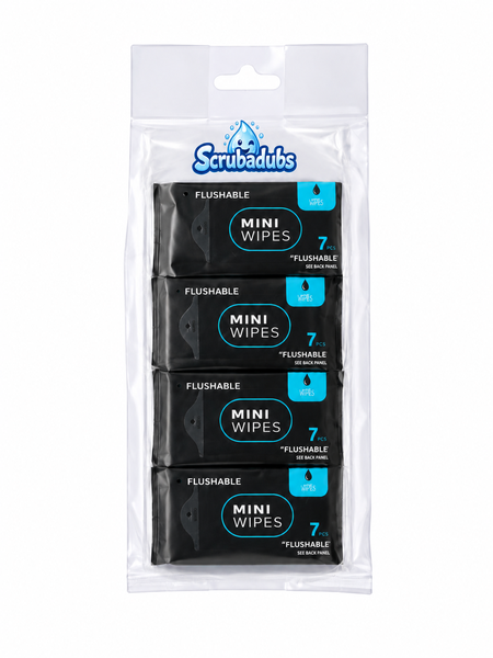 Scrubadubs Mini Eco-Friendly Flushable Wet Wipes - Travel Pack of 8