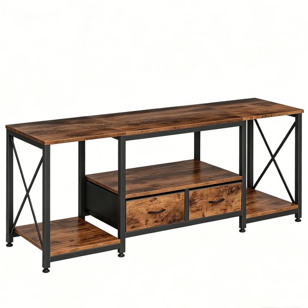 65 inch 160CM TV Stand For Living Room With 2 Storage Cabinets&amp;Open Shelf