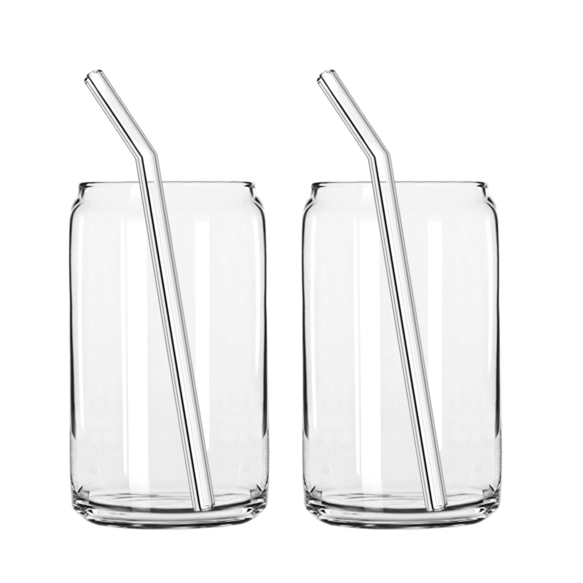 Can Shaped Drinking Glass with Clear Bent Glass Straw - Set of 2, Shop  Today. Get it Tomorrow!