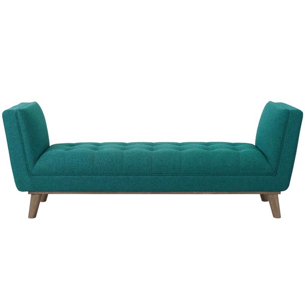 Azure Haven Tufted Button Bench in Green Velvet