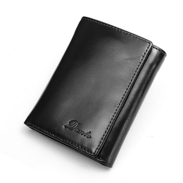 Men's Short Cowhide Wallet,Men's Leather Wallet With 12 Card Slots,Tri-fold