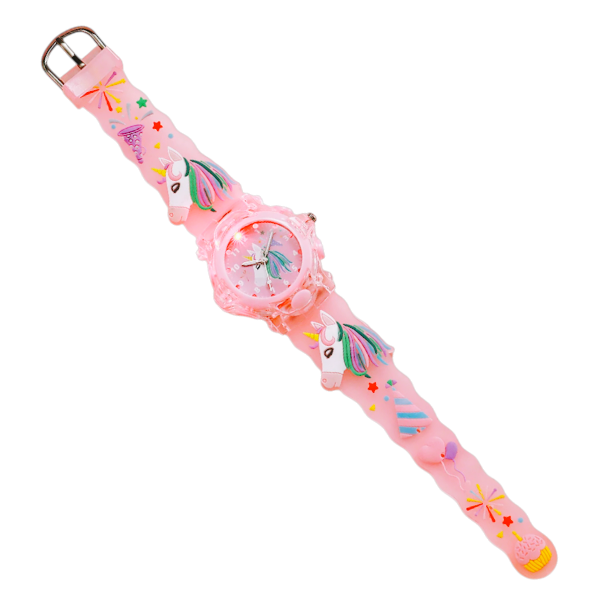 Enchanting Unicorn-Themed LED Kid's Wrist Watch - Pink