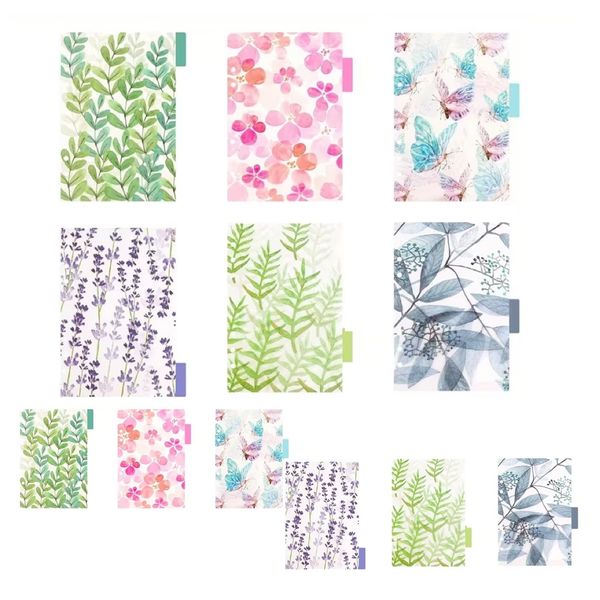 Stationery A5 &amp; A6 Plastic Binder Index Dividers With Floral Designs - 12pc