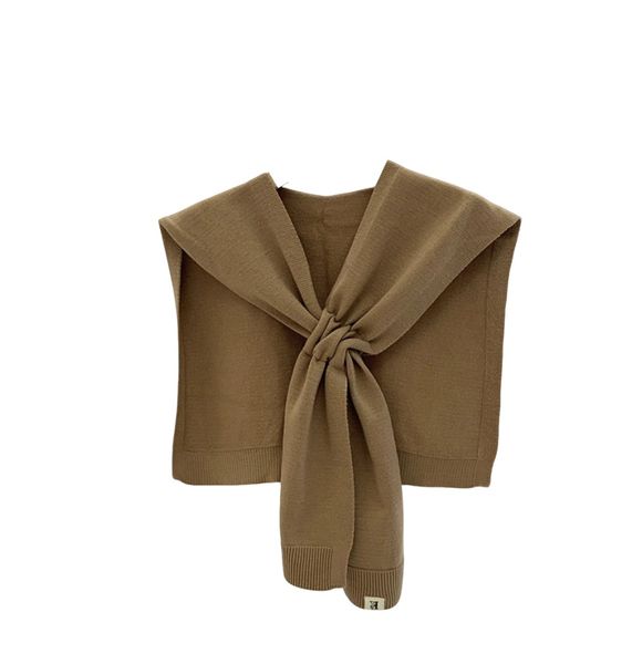 1pc Women's Solid Colour Knitted Scarf - Perforated Lightweight Shawl Cape