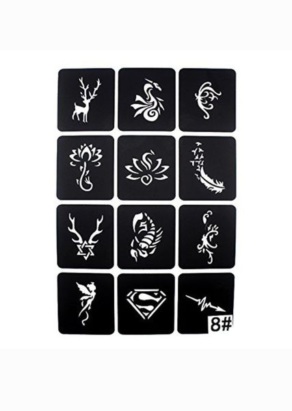 Assorted Tattoo Henna Glitter Sticker Stencils