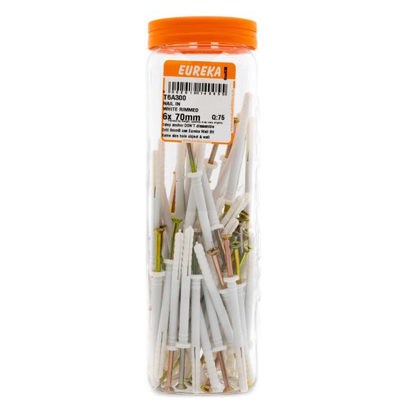EUREKA Nail-In Anchor White Rimmed 6 x 70mm Q:75 T6A300