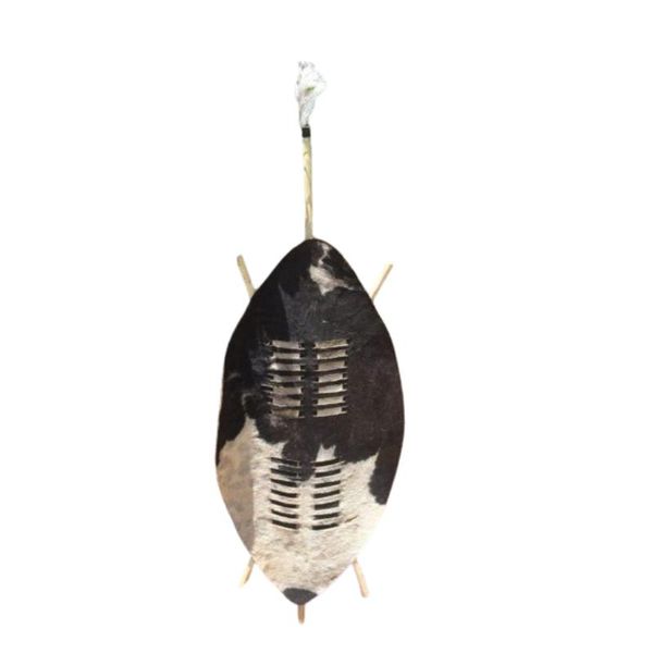 Handmade 92cm Black &amp; White Real Cowhide Shield - Unique Decor And Event
