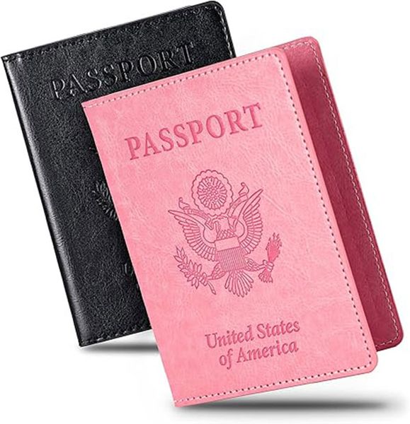 Set of 2 Travel Passport Holder PU Leather Ultra Slim for Women and Men