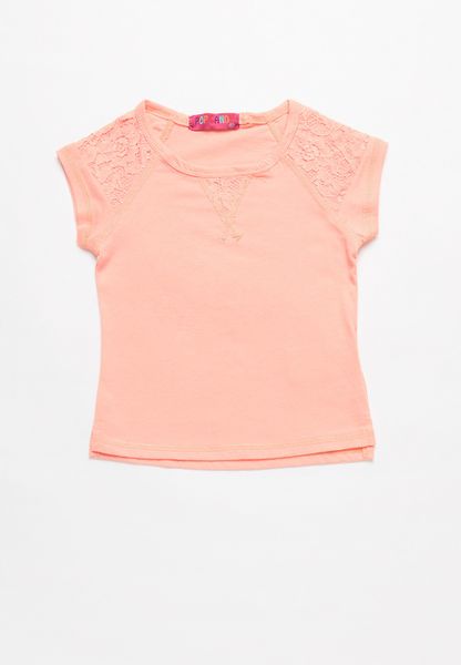 Girls T-shirt with Lace Detail