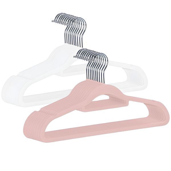 Velvet Hangers Non Slip Felt Hangers with Tie Bar 360 Swivel Hook - 20 Piece