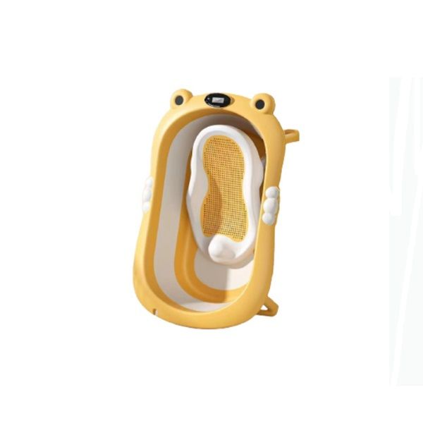 Foldable Baby Bathtub With Stand -Yellow and White