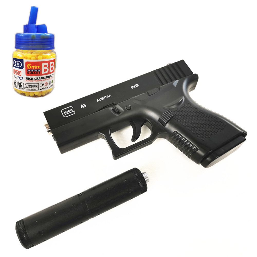 Air Soft BB Gun Glock 43 Replica Pistol Semi-Alloy Metal Toy Gun +1000 ...