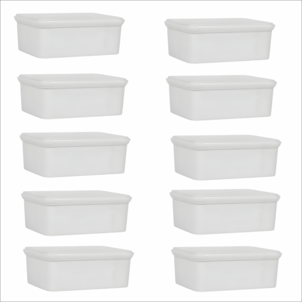 2Lt Ice Cream &amp; Storage Container White With Lid - Pack of 5
