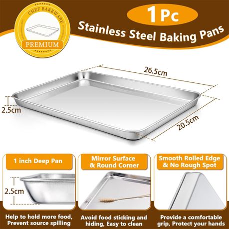 Baking Sheets 2 Pieces with A Rack HKJ Chef Cookie Sheets and Nonstick Cooling Rack Stainless Steel Baking Pans Toaster Oven Tray Pan Rectangle