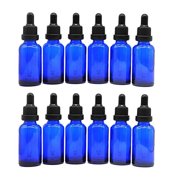 30ml Cobalt Blue Essential Oil Glass Bottle with Pipette - (30ml x 12)