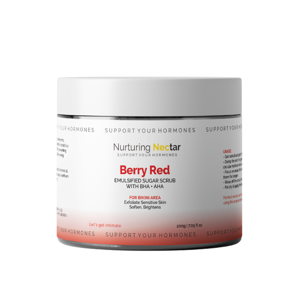 Berry Red Intimate Brighteng Body Scrub, Ingrown Hair, Dark Inner Thighs