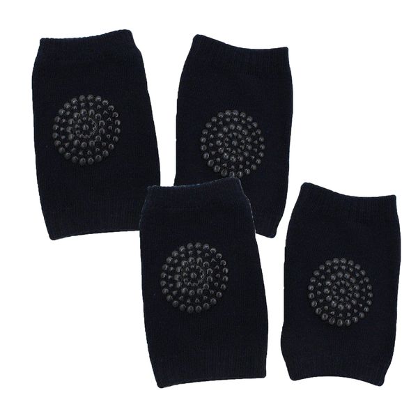 Cotton Baby Crawling Knee Pad Protectors for Babies 6months - black 2 pairs