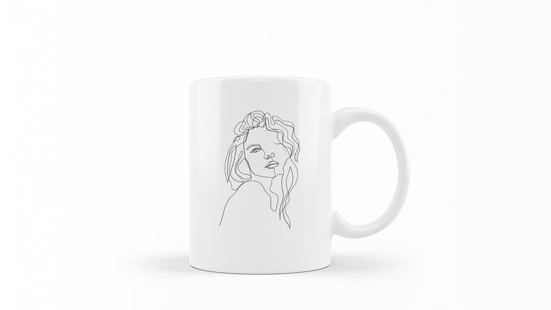 Designer Line Art Coffee Mug - Beauty 26